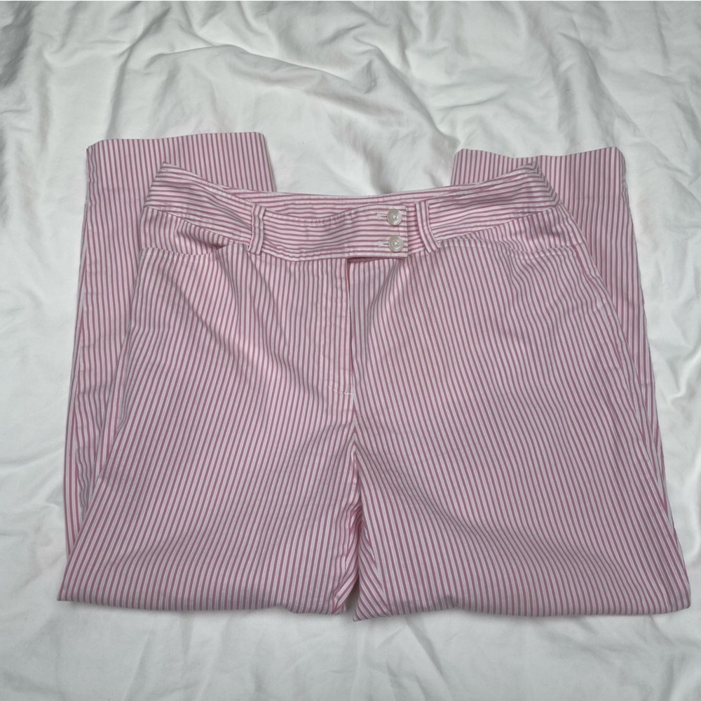 Jones New York pinstripe pink/white cropped dress pants Sz 10